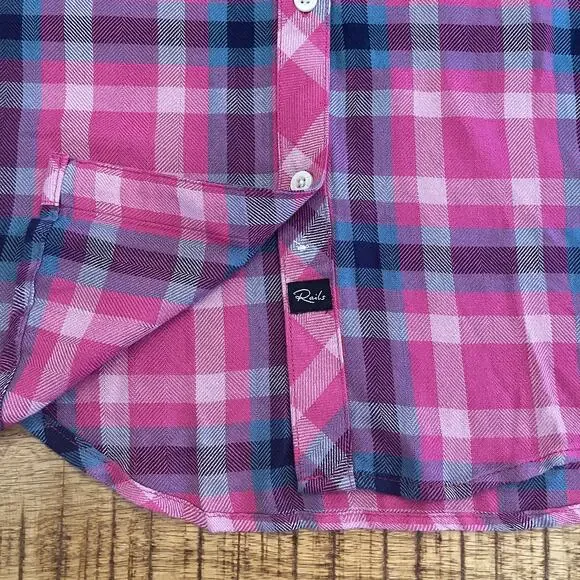 NWT Rails Womens Hunter Button Up Shirt S Magenta Stone Blue Plaid $188 Cabin - Picture 14 of 15